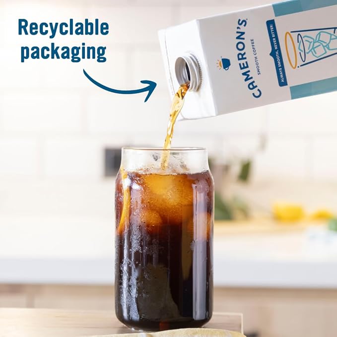 Cameron's Coffee Cold Brew Coffee Concentrate Vanilla Bean Smooth Flavored Coffee Multiserve Shelf Stable 32 oz (Pack of 6)