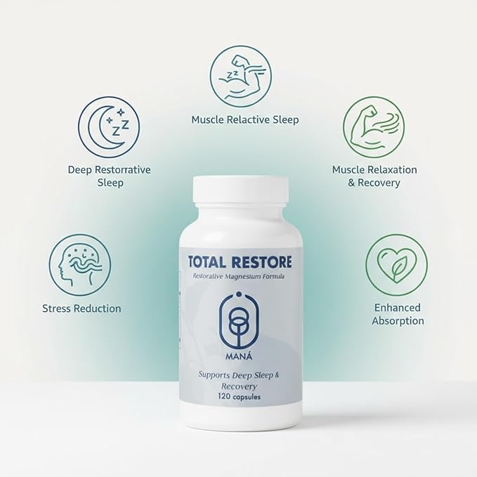 Total Restore Premium Magnesium Blend – Natural Sleep Aid Overnight Recovery – 800mg Magnesium Glycinate Taurate &amp Malate – Melatonin-Freek Best Sleep aids for adults120 Capsules