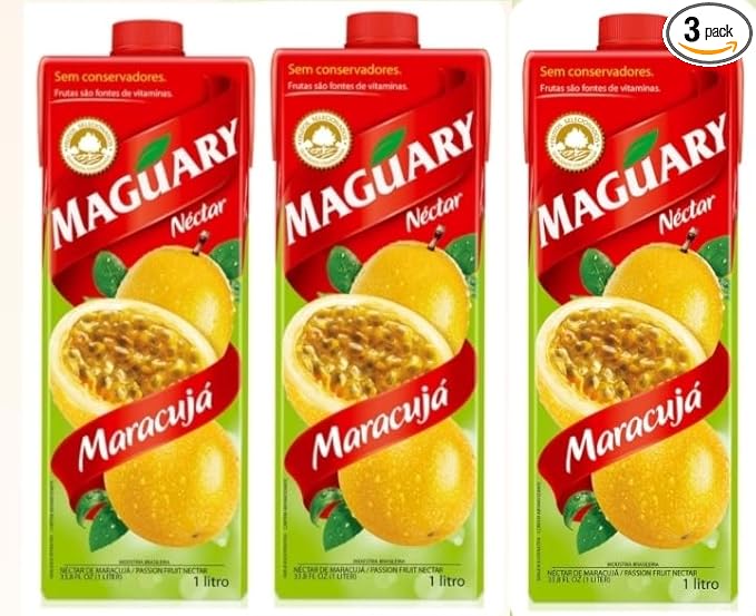 Suco Nectar de Maracujá Brasileiro Maguary 1 L - Pack of 3x1 L - Brazilian Passion Fruit Juice