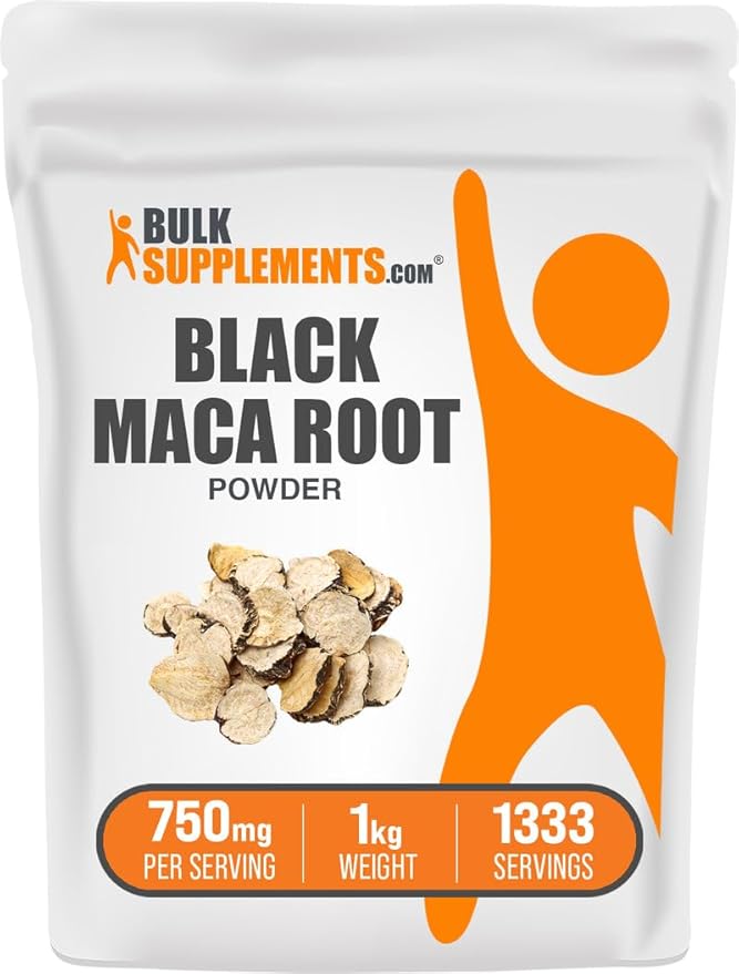 BulkSupplements.com Black Maca Powder - Black Maca Root Supplement Herbal Supplement for Men &amp Women - Vegan Gluten Free 750mg per Serving 1kg (2.2 lbs) (Pack of 1)