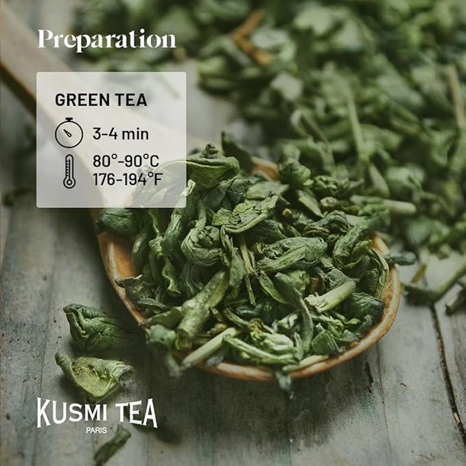 Kusmi Tea - Pack of 2 Boxes of Tea Bags - Spearmint Green - Organic Blend of Gunpowder Green Tea with Mint - Peppermint Tea - Enjoy Hot or Ice - Organic Flavored Green Tea - 2x20 Tea Bags