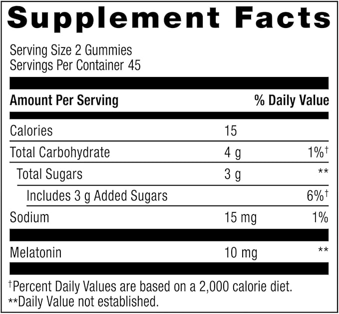 Equate Melatonin 10 mg Gummies Fast-Dissolve Vegetarian Strawberry Flavor Adult Sleep Support 90 Count Sticker