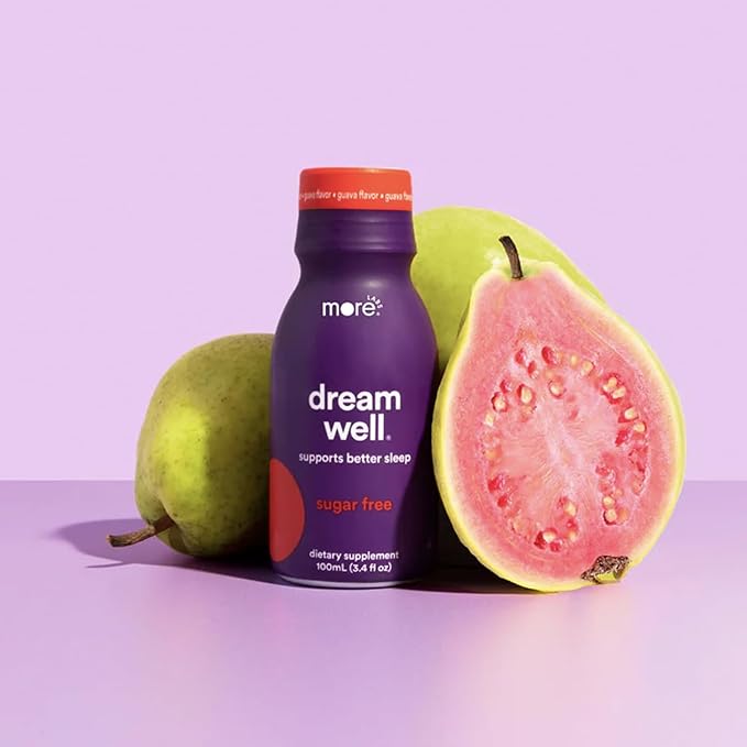 More Labs Dream Well Holistic Sleep Shot Drink 60 Pack | Non-Habit Forming | Lemon Balm Melatonin and Glycine | Sleep Support Solution