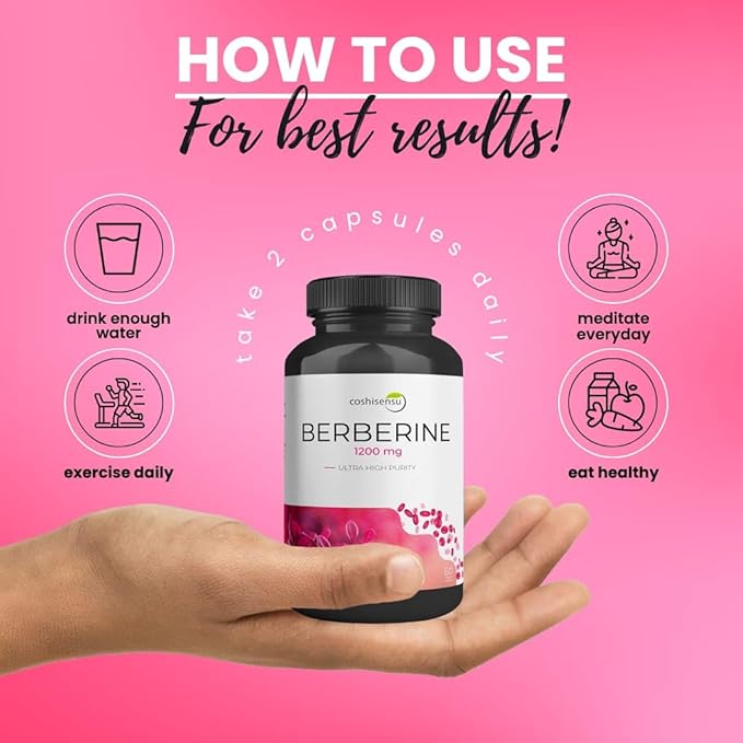 Berberine HCl 1200mg – High Potency Supplement for Blood Sugar Insulin &amp Weight Management – Non-GMO Gluten-Free Vegan Capsules – Heart &amp Metabolism Support Made in USA – 60 Count