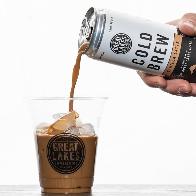 Great Lakes Variety Pack of Oat Milk Cold Brew Lattes Lavender Vanilla and Mocha Flavors 11 Ounce Cans Pack of 6