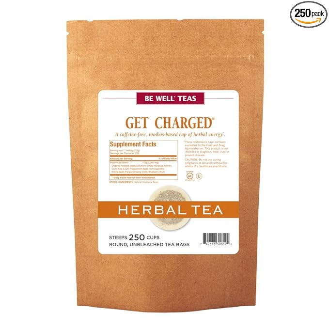 The Republic of Tea Be Well Teas No. 3 Get Charged Herbal Tea For Energy Refill Pack of 250 Tea Bags