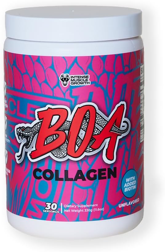 BOA Collagen - All Natural Hydrolyzed Protein Collagen with Biotin and Iron - Promotes Hair Skin and Nails - Supports Healthy Joints - Unflavored - 30 Servings