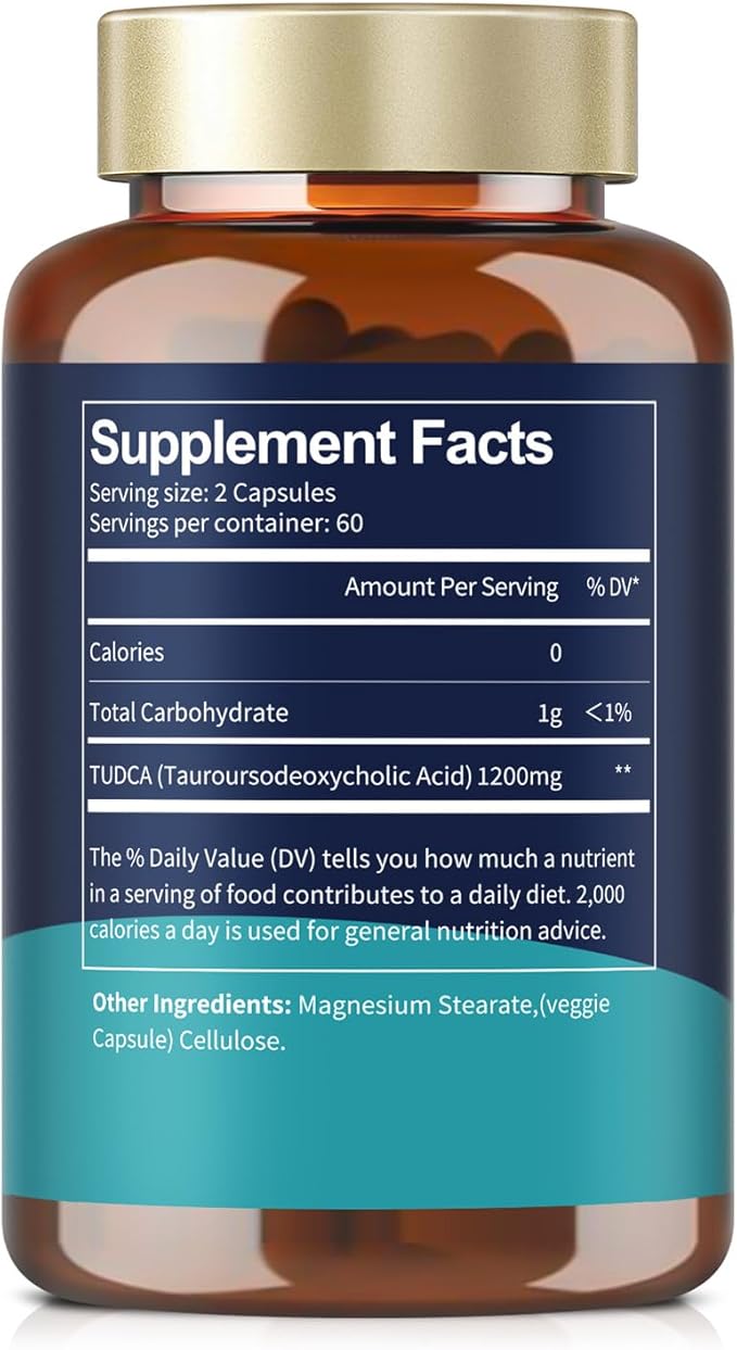 Totaria TUDCA Supplement 1200mg (Tauroursodeoxycholic Acid) 120 Capsules Ultra Strength TUDCA Bile Salts Liver Supplements Pure Tudca for Liver and Gallbladder Repair Gut Health