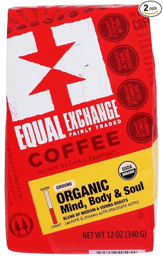 Equal Exchange Organic Mind Body &amp Soul Coffee Ground Medium Roast -- 12 oz - 2 pc