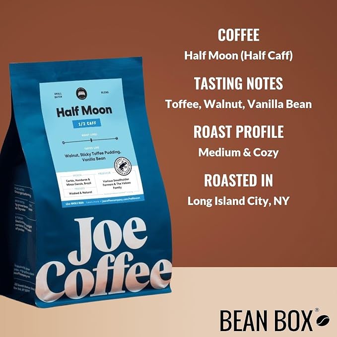 Half Moon Half Caff - Roasted by Joe Coffee Company - Freshly Ground Coffee - 5 Pound Bag