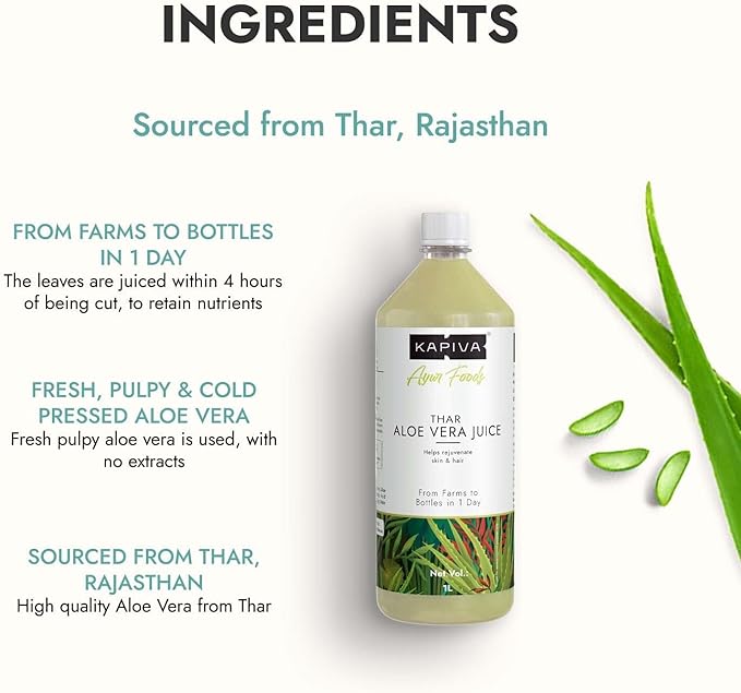 Kapiva Aloe Vera Juice + Wheatgrass Juice (1L+1L)