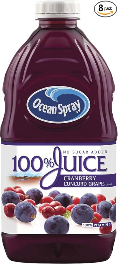 Ocean Spray 100% Juice Cranberry Concord Grape 60 Ounce Bottles (Pack of 8)