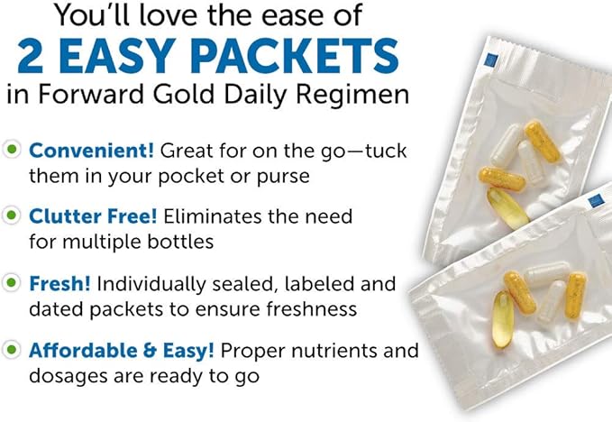 Dr. Whitaker's Forward Gold Daily Regimen Multi-Nutrient Vitamin Supplement for Adults 65+ 60 Packets (30-Day Supply)