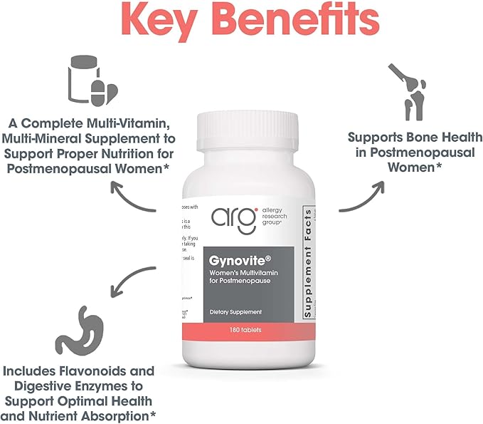 Optimox Gynovite - Menopause Supplements for Women Post Menopause Support Vitamins for Hot Flash Night Sweats Women's Menopausal Comfort - 180 Tablets