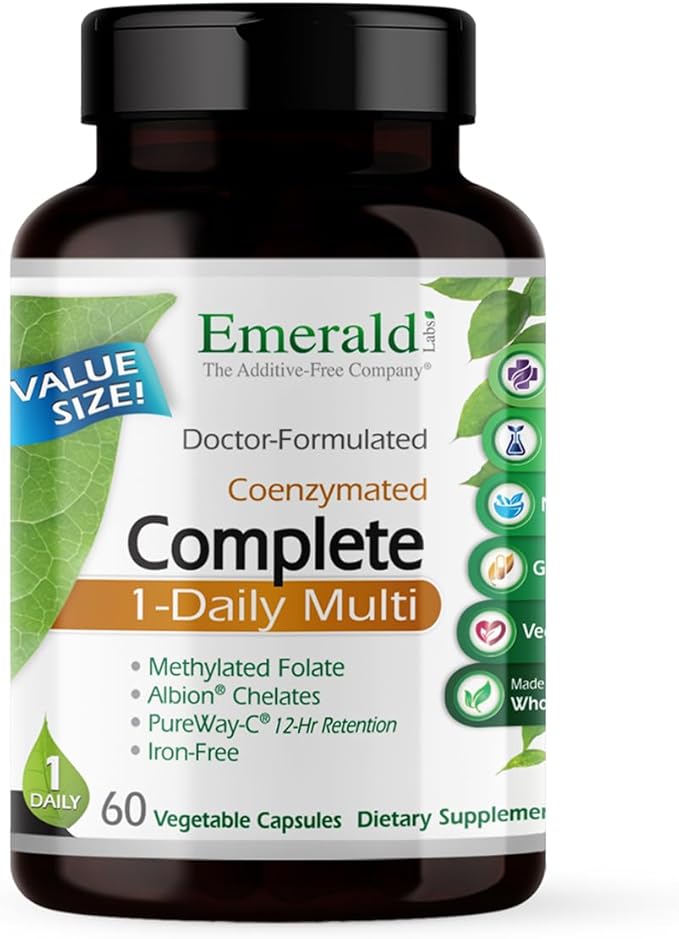 EMERALD LABS Complete 1-Daily Multi - Complete Multivitamin for Men &amp Women with Vitamin C Methylated Folate Whole-Food Blend &amp More for Immune Support Bone Health &amp More* - 60 Vegetabl