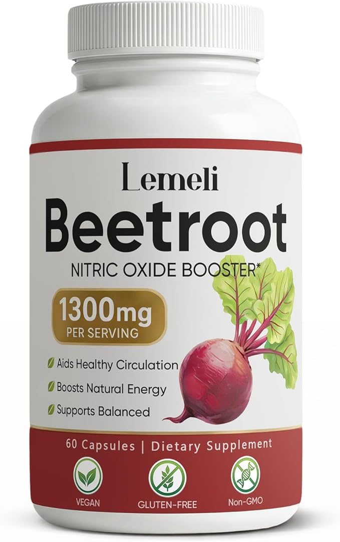 Lemeli Beetroot - 1300mg Lemeli Beet Root Capsules Boost Vitality Immune and Digestive Pure Non-GMO &amp Gluten Free Beet Root Supplement 60 Capsules (1)
