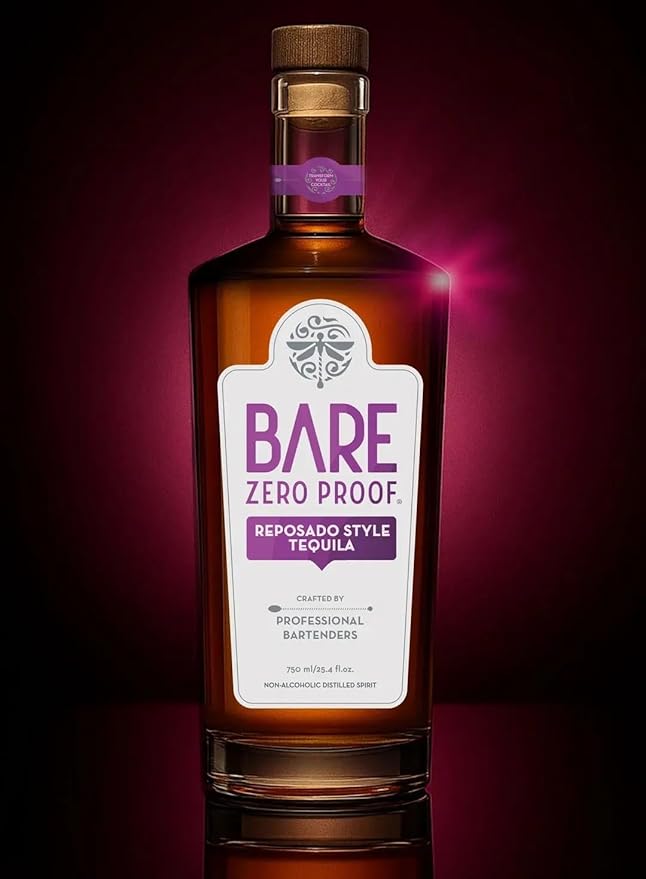 BARE Zero Proof® Reposado Style Tequila Non-Alcoholic with Agave Serrano Fresh-Cut Grass Notes - Ideal for Low/ZeroProof Exceptional Cocktails