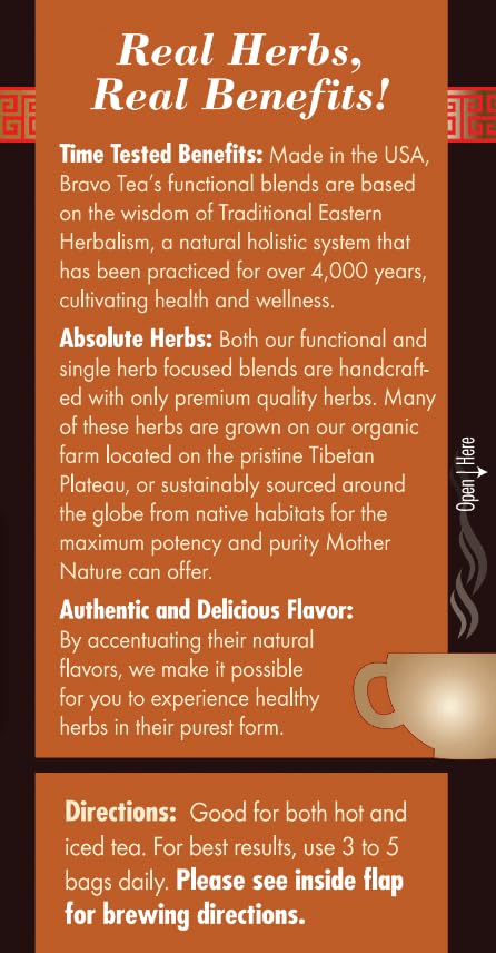 Bravo Tea Turkey Tail Mushroom Herbal Tea Caffeine Free 20 Tea Bags 6 count
