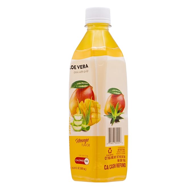 Season Aloe Vera Drink with Pulp Mango Flavor 16.9 fl oz (Pack of 24)