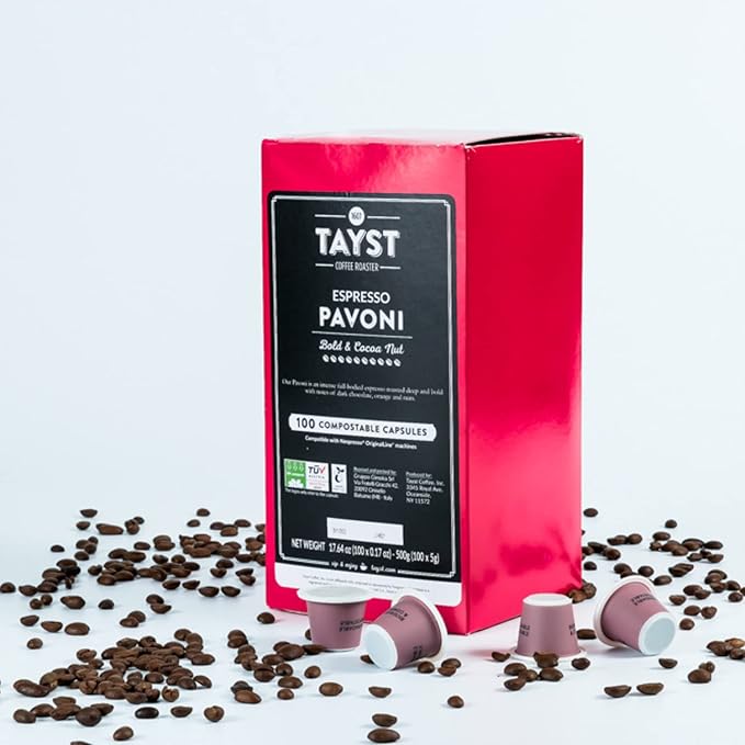 Tayst Espresso Pods Espresso Pavoni Coffee Capsules Compatible with Original Nespresso Machine Sustainable Single Serve Pack of 100
