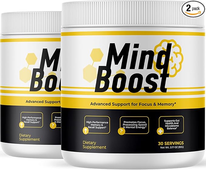 (2 Pack) MindBoost Powder - Official Mind Boost Day Supplement Advanced Nootropic Premium Formula Natural Vitamins for Wellness - 2 Bottles for 2 Months
