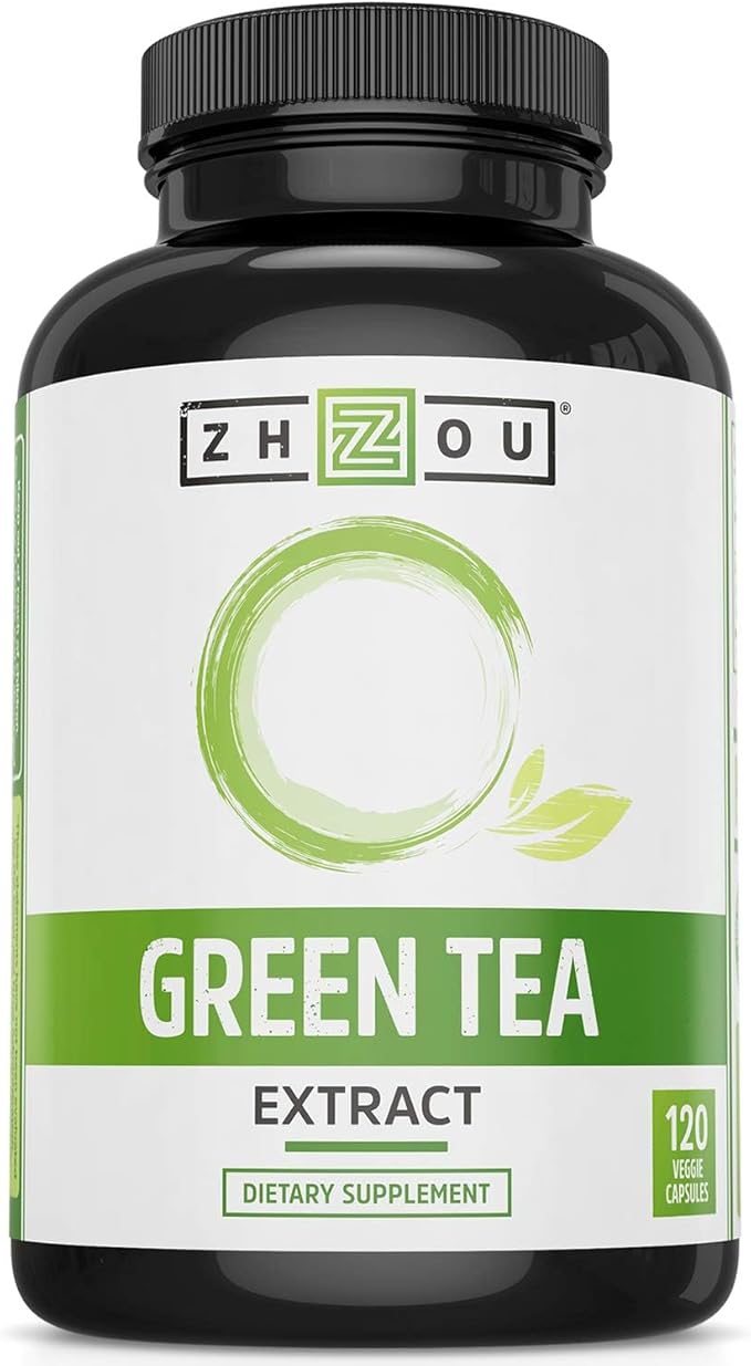 Zhou Green Tea Extract Capsules with EGCG Natural Energy Mental Focus Immune Health Antioxidant and Heart Support Non-GMO Vegan Gluten Free 120 Capsules
