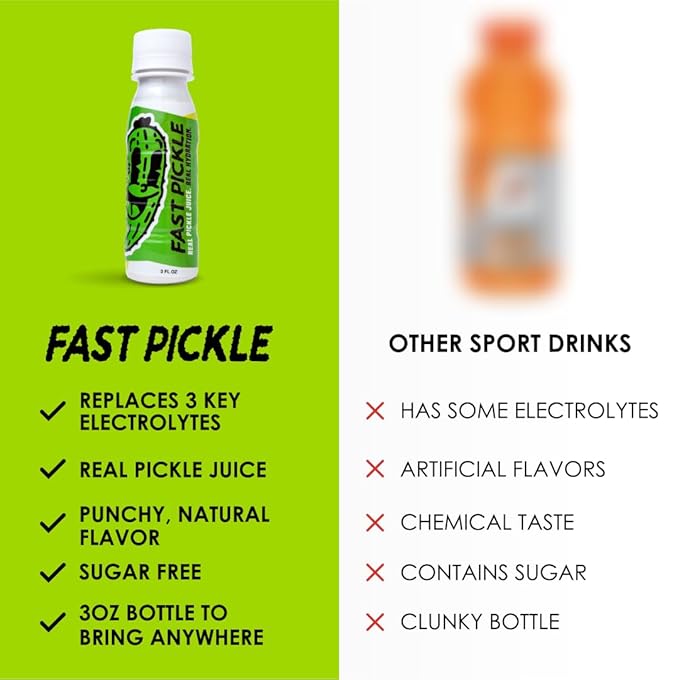 Fast Pickle Juice Pickle Shots For Leg Cramps Relief - Hydration &amp Electrolyte Support No Sugar Natural Ingredients - 3 Oz 12 Pack