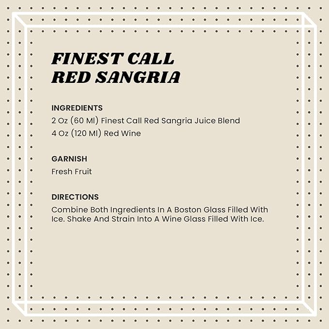 Finest Call Premium Red Sangria Drink Mix 1 Liter Bottle (33.8 Fl Oz) Pack of 3