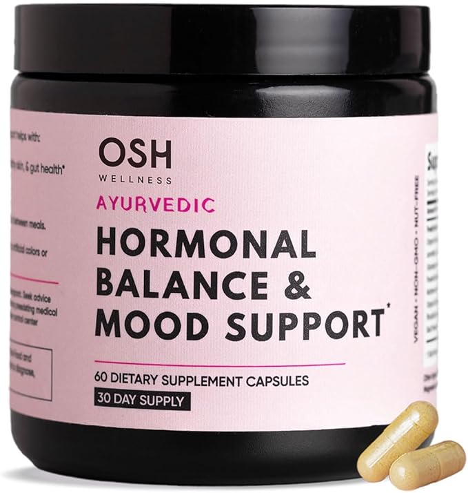 Ayurvedic Hormone Balance for Women | Cortisol Reducer | Mood Energy &amp Sleep Support | Regulates Estrogen | Stress Relief | Ashwagandha Rhodiola &amp Shatavari | Made in USA | 60 Ct. - OSH We