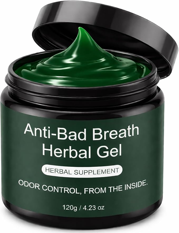Anti-Bad Breath Herbal Gel Supplement Internal Freshening Formula with Parsley Green Tea Lemon Balm Clove Bud Oil Peppermint Oil &amp Chlorophyllin Natural Mint Flavor (1PCS)