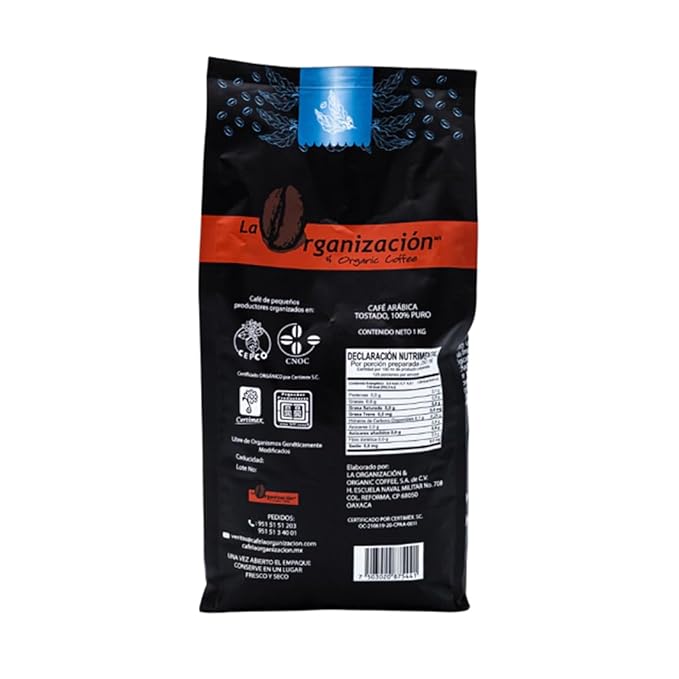 1 kg de cafe orgánico molido oaxaqueño sabor intenso/ 100% cafe sabor y aroma intenso/café para olla o cafetera
