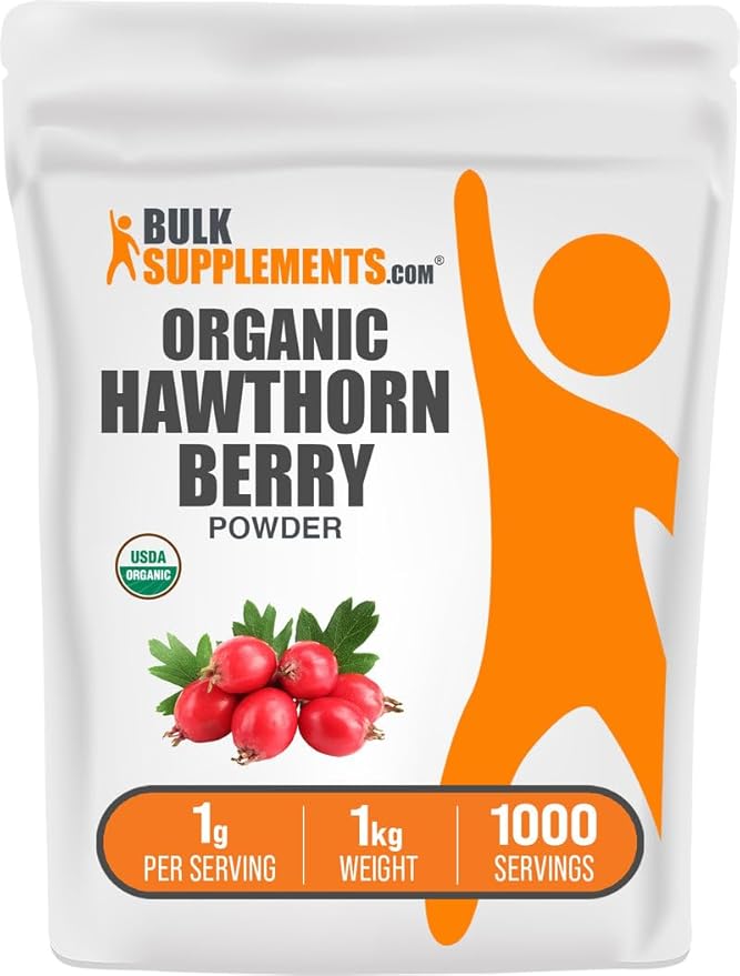 BulkSupplements.com Organic Hawthorn Berry Powder - Herbal Supplement Hawthorn Berry Organic - Vegan &amp Gluten Free 1g per Serving 1kg (2.2 lbs) (Pack of 1)