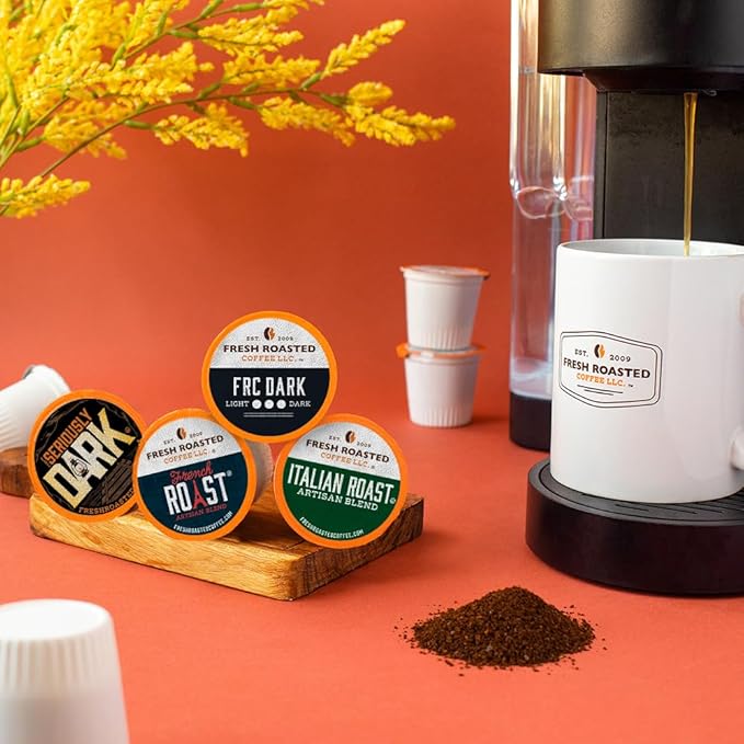 Fresh Roasted Coffee Dark Roast Blend Variety Pack K-Cup Compatible 96 Count