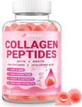 Collagen Gummies for Women - Sugar-Free Hydrolyzed Collagen Gummy with Biotin Hyaluronic Acid &amp MultiVitamins Type I II III V &amp X Collagen Peptides - Promote Skin/Hair/Nail/Bones 60 Cts