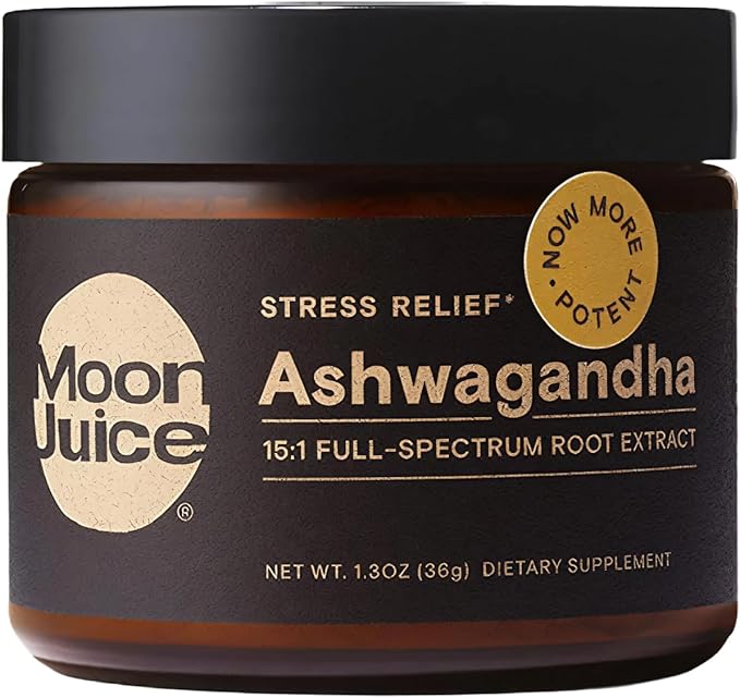 Moon Juice Organic Ashwagandha Supplement - Ashwagandha KSM-66 Root Powder Extract (15:1 Full-Spectrum) for Stress Focus &amp Mood - Vegan Non-GMO Gluten-Free - 1.3 oz 72 Servings