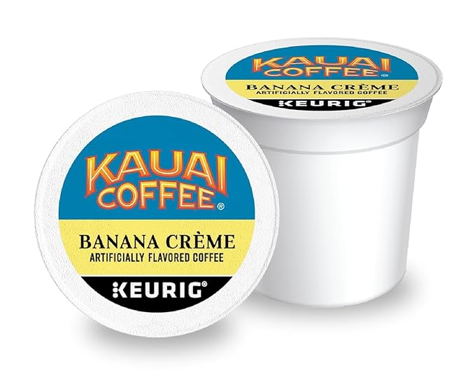 Kauai Coffee K-Cup Pods for Keurig Brewers – Arabica Coffee 10% Hawaiian – Medium Roast Banana Flavor with Creamy Vanilla – Banana Crème (Pack of 3)