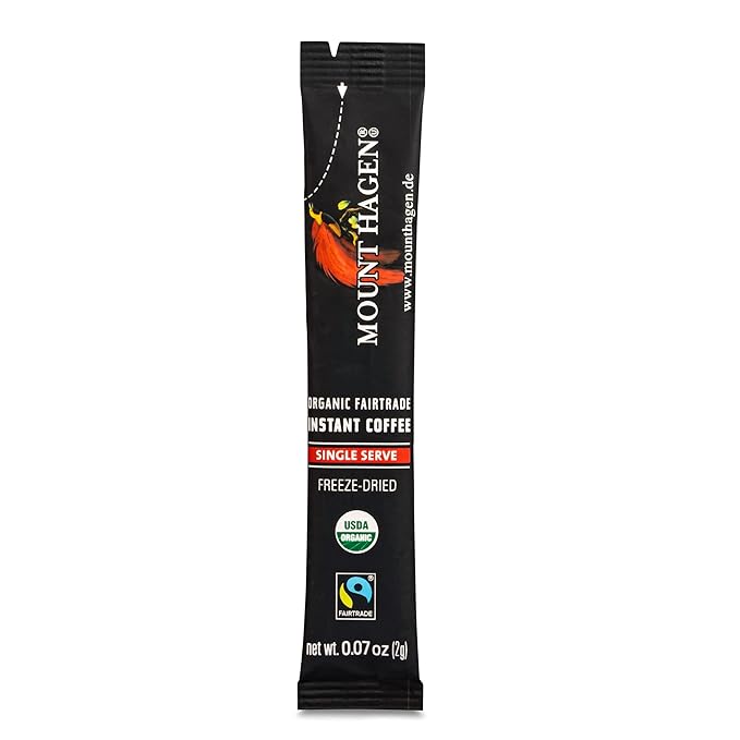 Mount Hagen 250 Count Single Serve Instant Coffee Packets - Bulk Pack | Eco-friendly Organic Medium Roast Arabica Beans | Fair-Trade Instant Coffee [250 x 0.07oz/2g | Bulk Case]