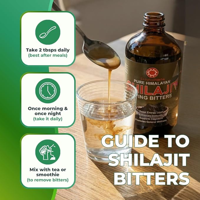 Essence Herbs Shilajit Bitters Liquids Made with Shilajit Moringa Black Seed &amp More (Pack of 1)