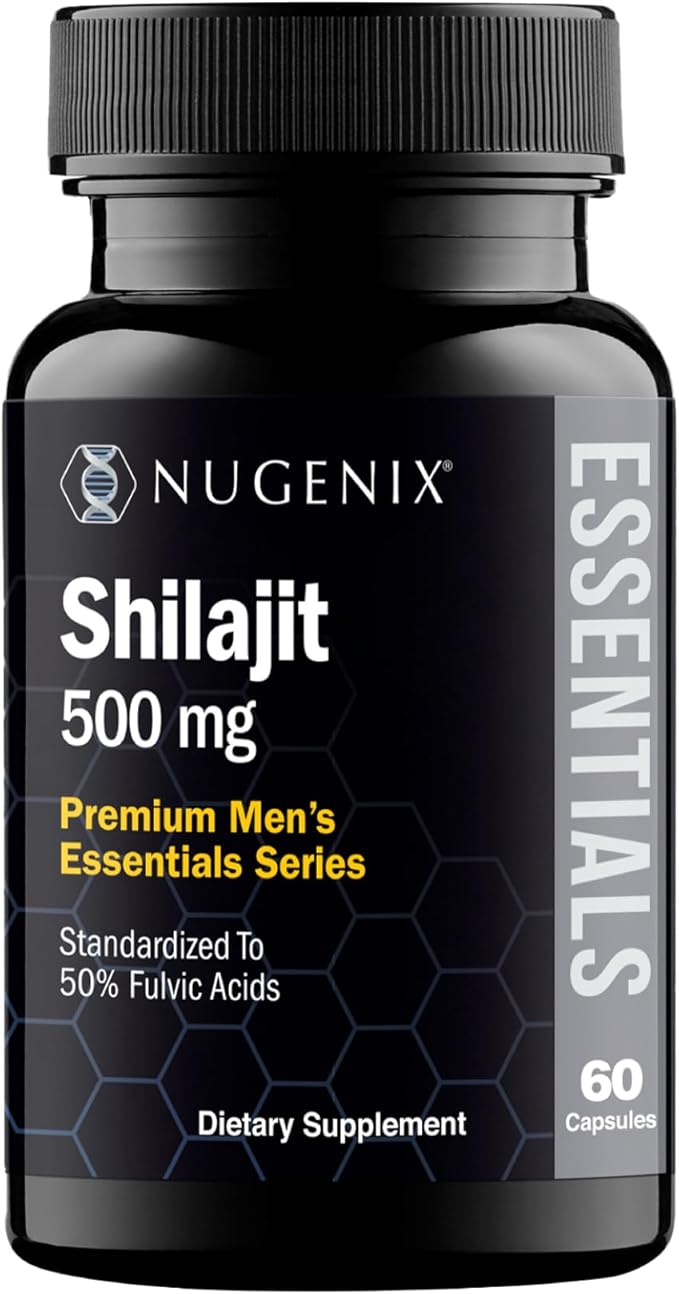 Nugenix Essentials Shilajit Capsules Supplement for Men and Women - 500mg Standardized to 50% Fulvic Acids Himalayan 60 Capsules