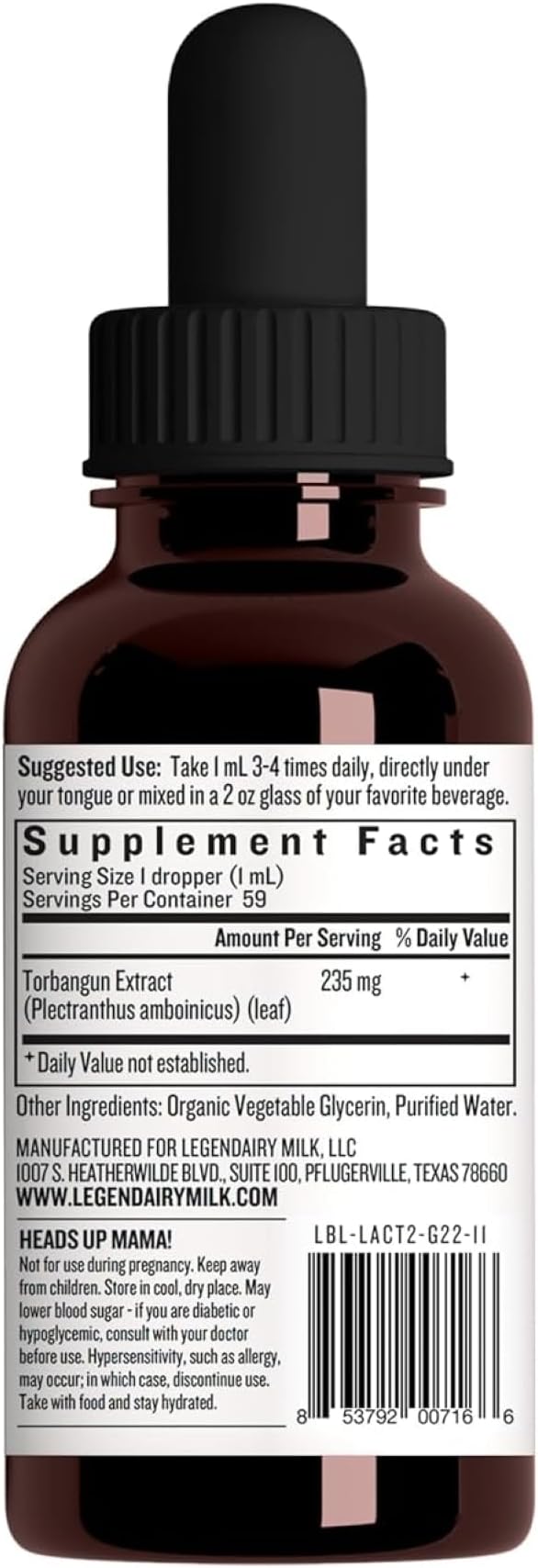 Legendairy Milk Lactivist Drops Breastfeeding Supplement to Increase Breast Milk Supply Organic Torbangun for Lactation Made in USA Alcohol Free 2 Fl Oz