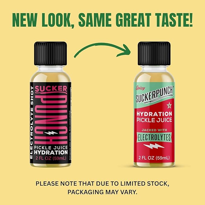 SuckerPunch Pickle Juice Shot Spicy Dill Flavor – Electrolyte-Rich Hydration Drink for Muscle Cramps Recovery &amp Performance 2 oz Bottle (Pack of 1)