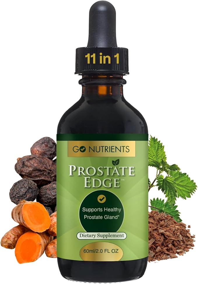 Go Nutrients Prostate Edge - Saw Palmetto &amp Pygeum Extract Supplement for Men’s Prostate Health &amp Relief - Organic Liquid Drops to Support Urinary Flow Bladder Comfort &amp Vitality – 2oz
