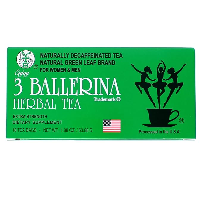 3 Ballerina Diet Tea Extra Strength – Caffeine-Free Herbal Tea Bags for Digestive Comfort and Weight Maintenance – Pack of 4 (72 Count)