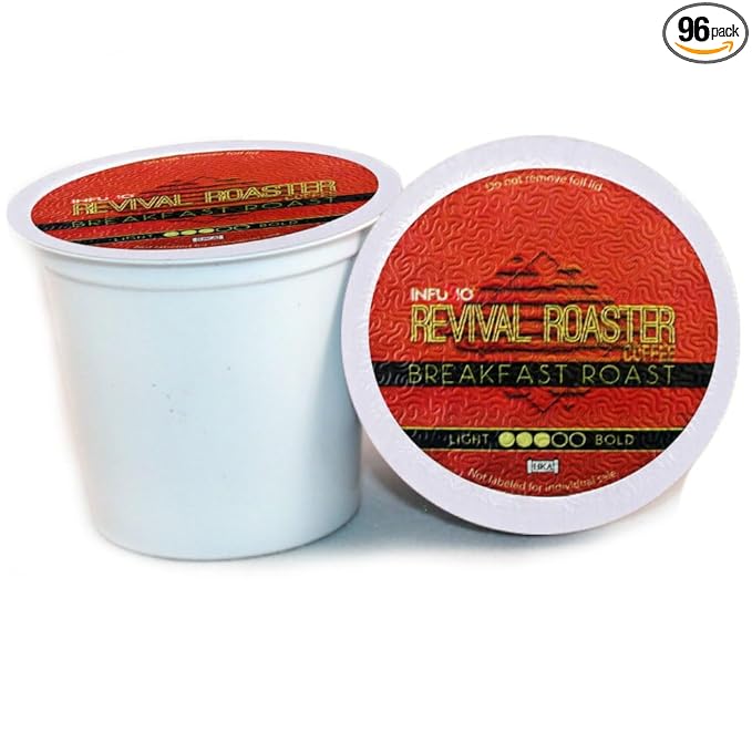InfuSio Coffee Pods – 96 Count Breakfast Blend (Medium Roast Coffee) Single Serve Coffee Pods for Keurig K Cup® Brewers Compatible with Keurig 2.0 Brewers