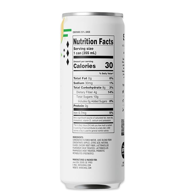 smul – Healthy Gut Soda – Melon Apple – Real Fruit Juice – Sparkling Healthy Drink – Only 7g Sugar &amp 30 Calories – No Artificial Sweeteners – Gluten-Free – 12 fl oz – 12 Pack