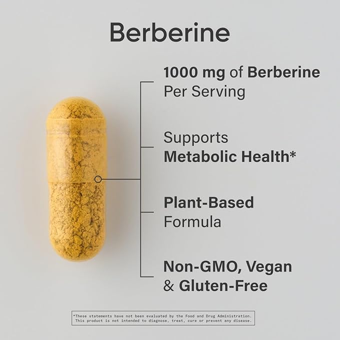 Sports Research Berberine - Herbal Ayurvedic Metabolic Health Support - 1000mg - 120 Capsules - Vegan Certified Gluten-Free Non-GMO