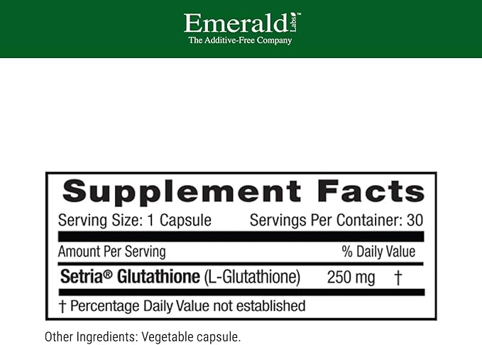EMERALD LABS Setria L-Glutathione - Powerful Glutathione Supplement - Offers Liver &amp Immunity Support* - Gluten-Free - 30 Vegetable Capsules