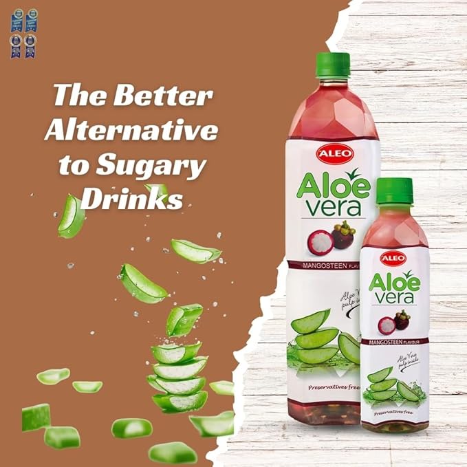 ALEO 0.5L x 24 Premium Mangosteen Aloe Vera Drink - Natural No Preservatives No Artificial Colors Superior Taste Award 2025