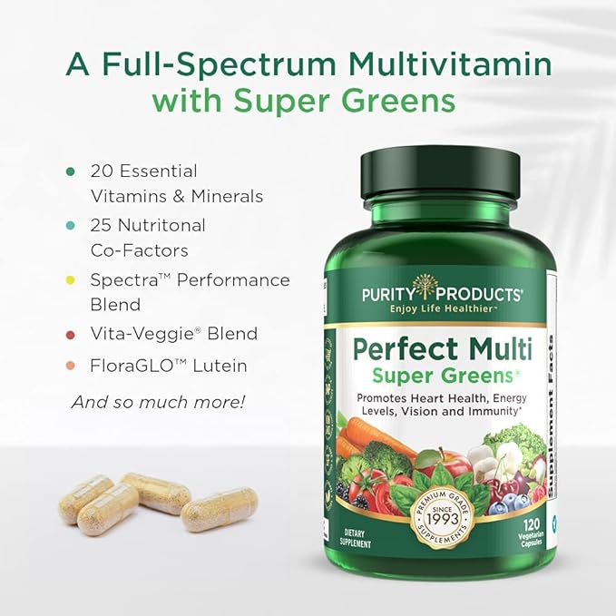 Purity Products Perfect Multi Super Greens Dietary Supplement Health Nutrition 120 count