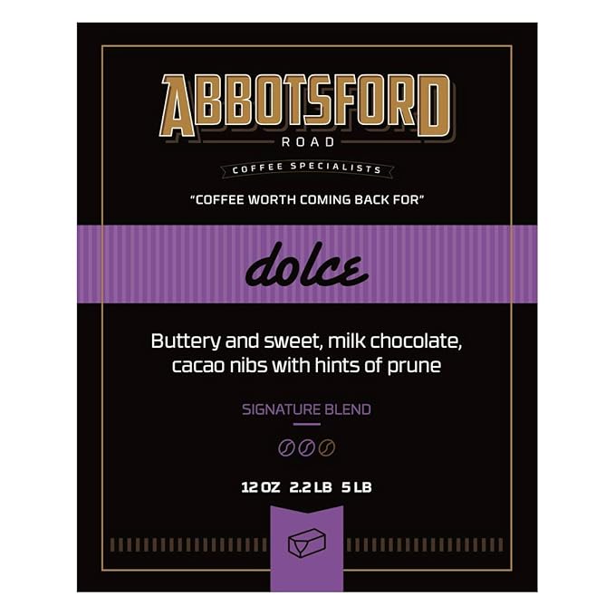 Abbotsford Road - Specialty Coffee Variety Pack Espresso Gourmet Roasted Coffee Beans Ideal for Cold Brew Drip Aeropress Pour Over or Percolator Includes Two 12oz Bags (Forza | Dolce Whole Bean